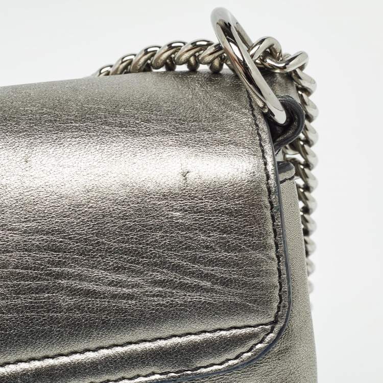 Pre Owned Alexander McQueen Metallic Leather Twin Skull Shoulder Bag
