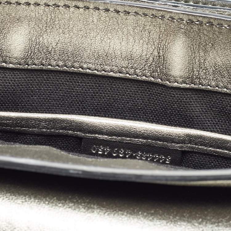 Pre Owned Alexander McQueen Metallic Leather Twin Skull Shoulder Bag