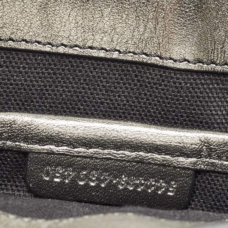 Pre Owned Alexander McQueen Metallic Leather Twin Skull Shoulder Bag