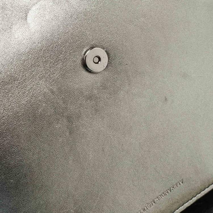 Pre Owned Alexander McQueen Metallic Leather Twin Skull Shoulder Bag