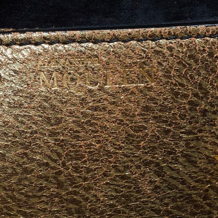 Pre Owned Alexander McQueen Gold Leather Mini Heroine Bag