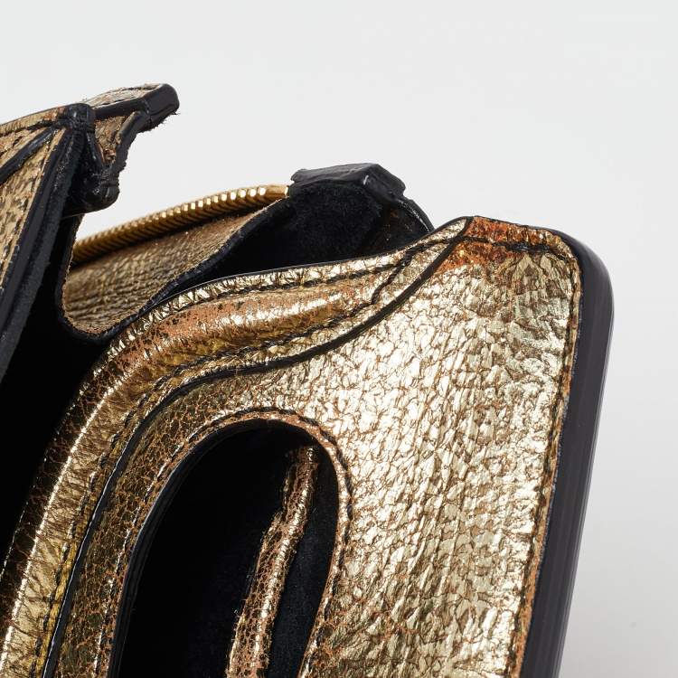 Pre Owned Alexander McQueen Gold Leather Mini Heroine Bag