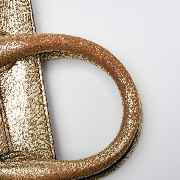 Pre Owned Alexander McQueen Gold Leather Mini Heroine Bag