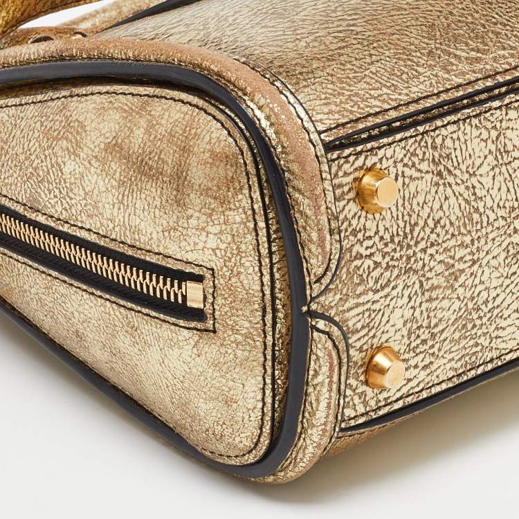 Pre Owned Alexander McQueen Gold Leather Mini Heroine Bag