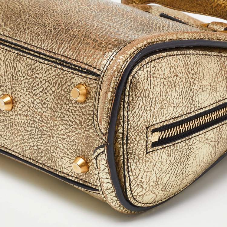 Pre Owned Alexander McQueen Gold Leather Mini Heroine Bag