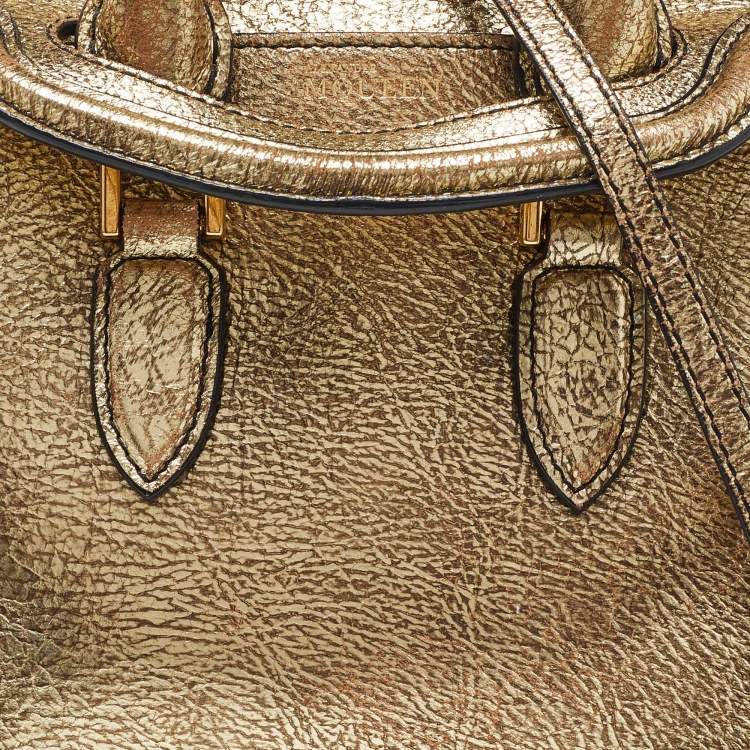 Pre Owned Alexander McQueen Gold Leather Mini Heroine Bag