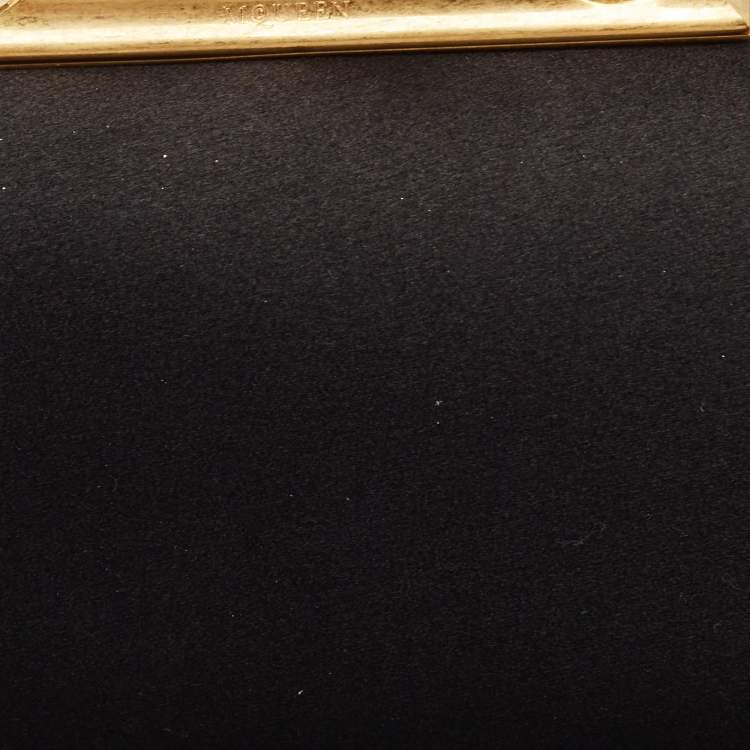 Pre Owned Alexander McQueen Black Satin Skull Knuckle Box Clutch