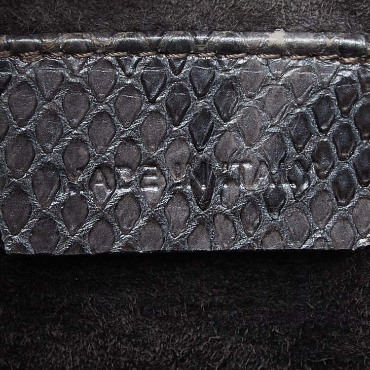 Pre Owned Alexander McQueen Metallic Grey Python Mini Heroine Bag