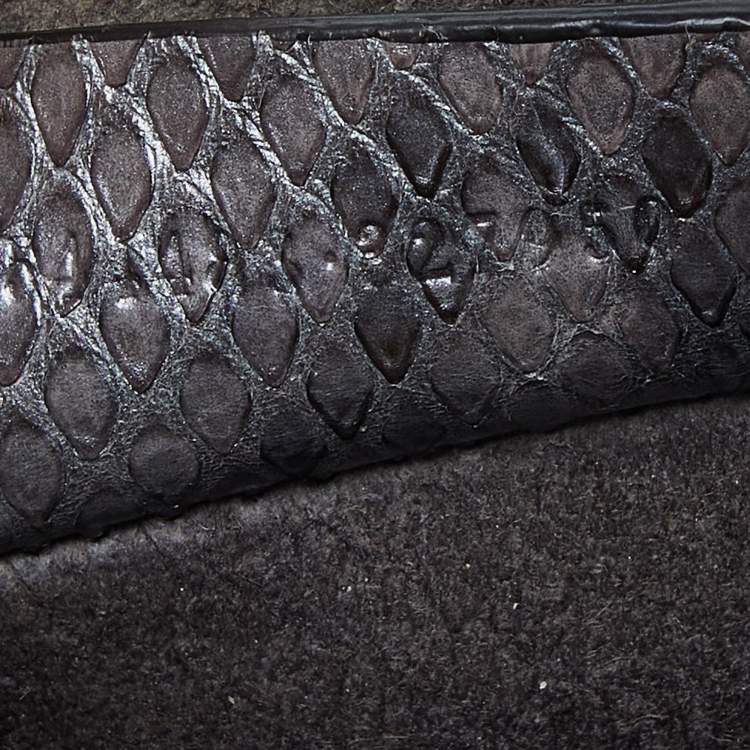 Pre Owned Alexander McQueen Metallic Grey Python Mini Heroine Bag