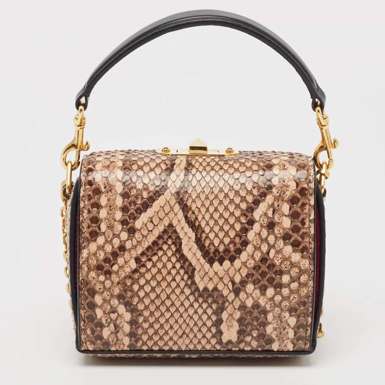 Pre Owned Alexander McQueen Beige Python Box Crossbody Bag