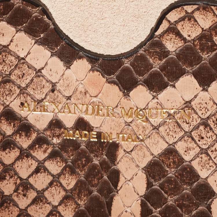 Pre Owned Alexander McQueen Beige Python Box Crossbody Bag