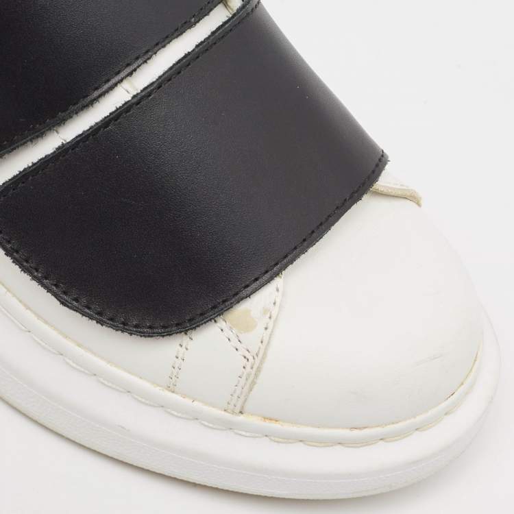 Pre Owned Alexander McQueen Tricolor Leather Oversized Velcro Strap Sneakers Size 35