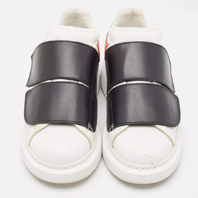 Pre Owned Alexander McQueen Tricolor Leather Oversized Velcro Strap Sneakers Size 35