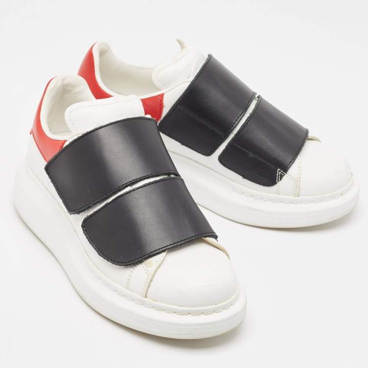 Pre Owned Alexander McQueen Tricolor Leather Oversized Velcro Strap Sneakers Size 35