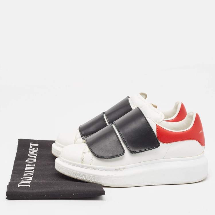 Pre Owned Alexander McQueen Tricolor Leather Oversized Velcro Strap Sneakers Size 35