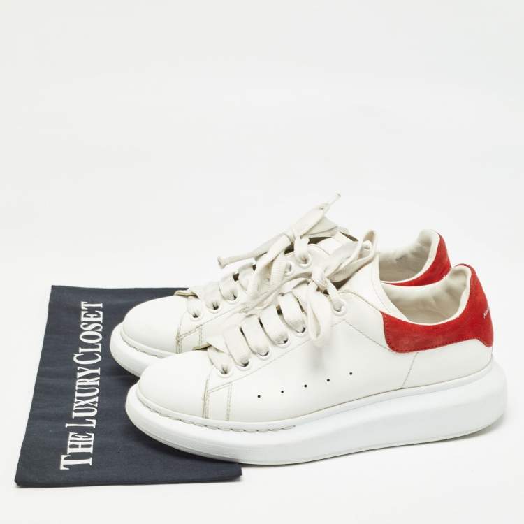 Pre Owned Alexander McQueen White Leather Oversized Sneakers Size 38