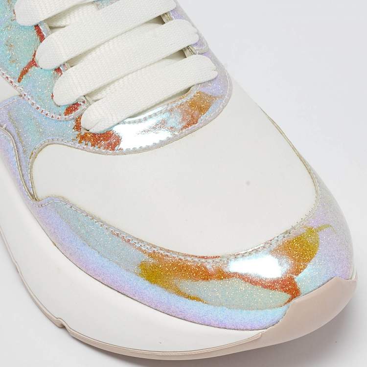 Pre Owned Alexander McQueen Transparent/White PVC and Leather Lace Up Sneakers Size 38