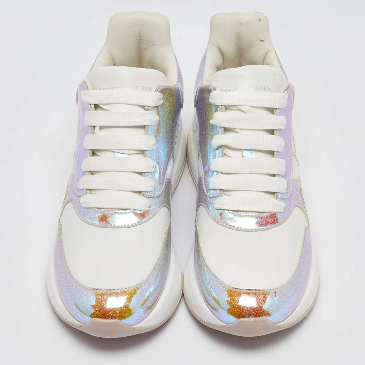 Pre Owned Alexander McQueen Transparent/White PVC and Leather Lace Up Sneakers Size 38