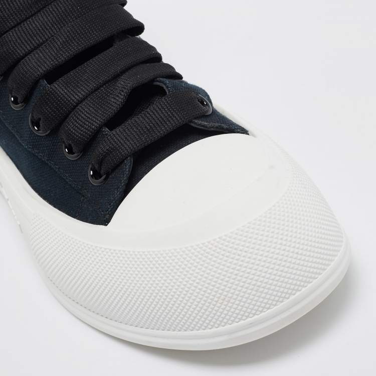 Pre Owned Alexander McQueen Black Canvas Deck Plimsoll High Top Sneakers Size 38.5