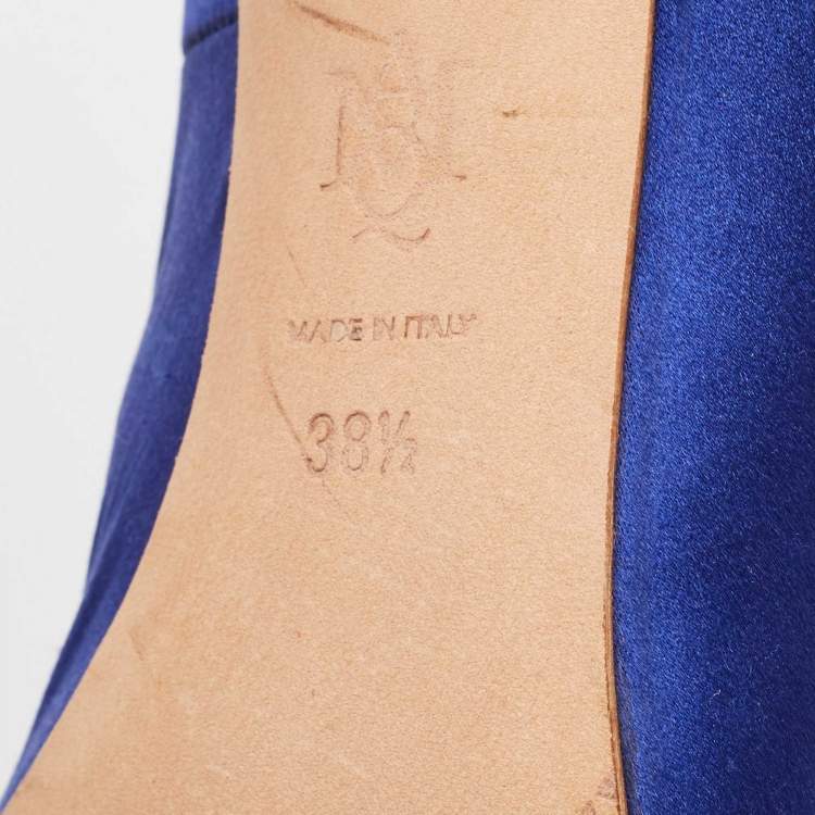 Pre Owned Alexander McQueen Electric Blue Satin Pointed Toe Pumps Size 38.5