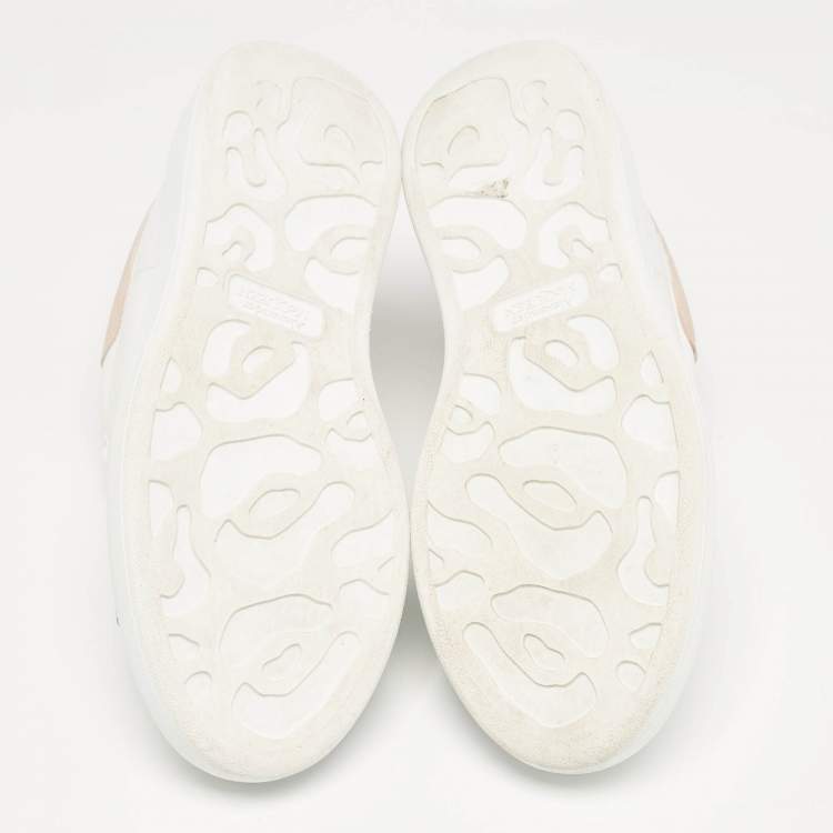 Pre Owned Alexander McQueen White Leather and Suede Oversized Lace Up Sneakers Size 38.5