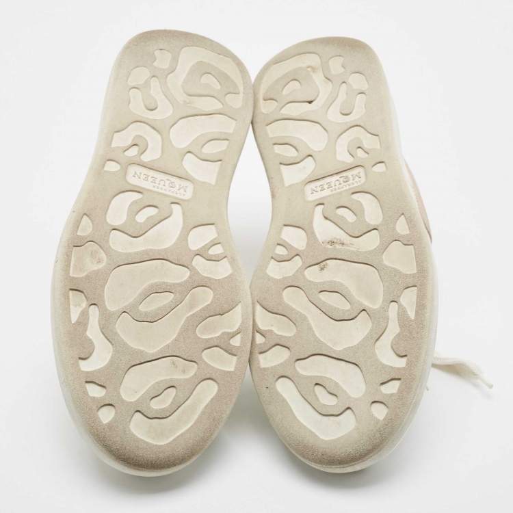 Pre Owned Alexander McQueen White Leather Oversized Lace Up Sneakers Size 38.5