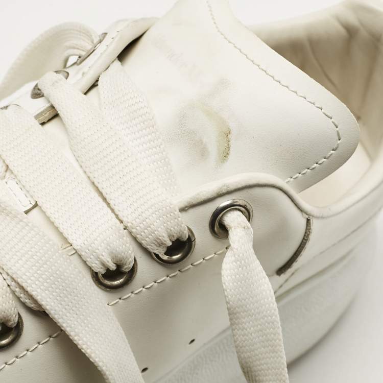 Pre Owned Alexander McQueen White Leather Oversized Lace Up Sneakers Size 37