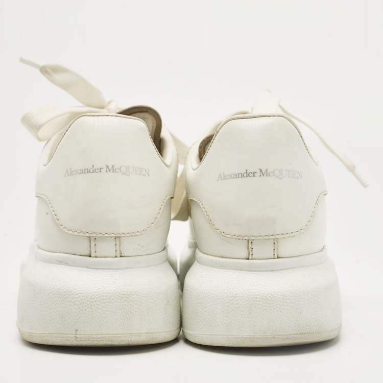 Pre Owned Alexander McQueen White Leather Oversized Lace Up Sneakers Size 37