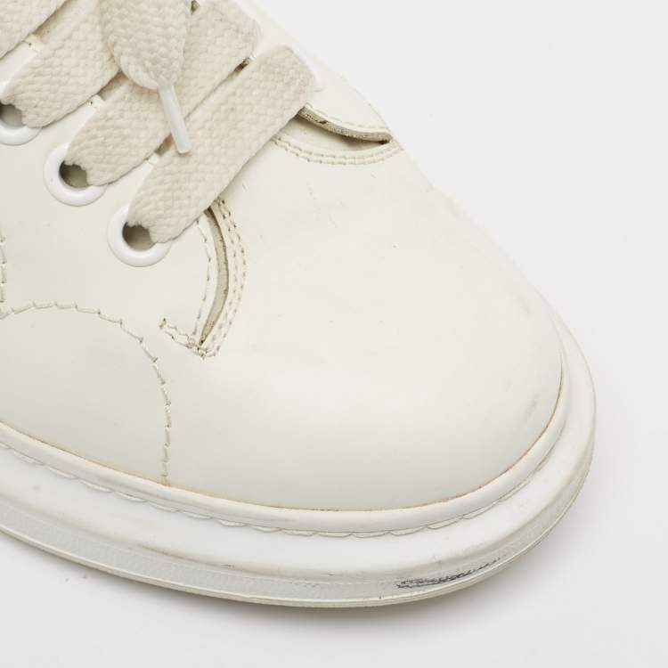 Pre Owned Alexander McQueen White Leather High Top Sneakers Size 38.5