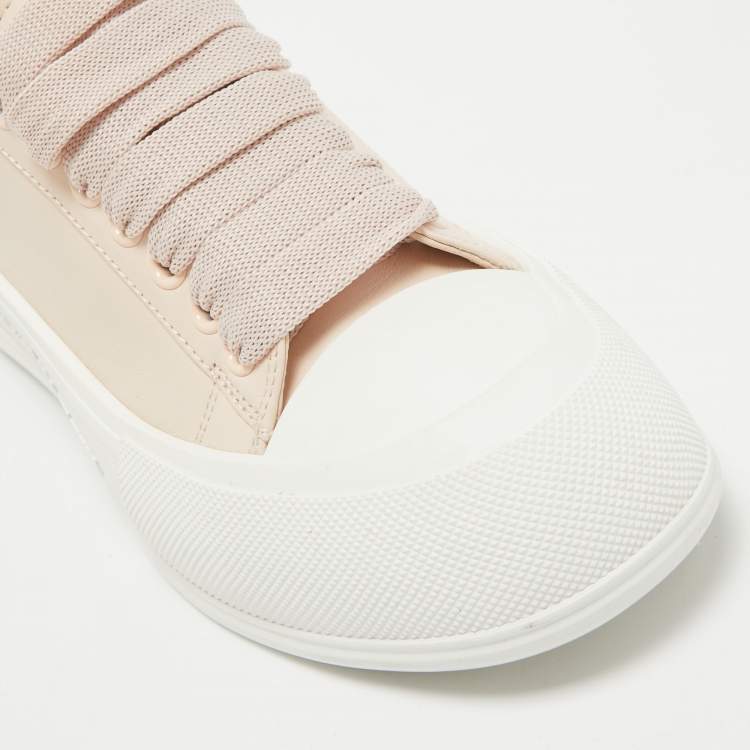 Pre Owned Alexander McQueen Pink Leather Deck Plimsoll Sneakers Size 40