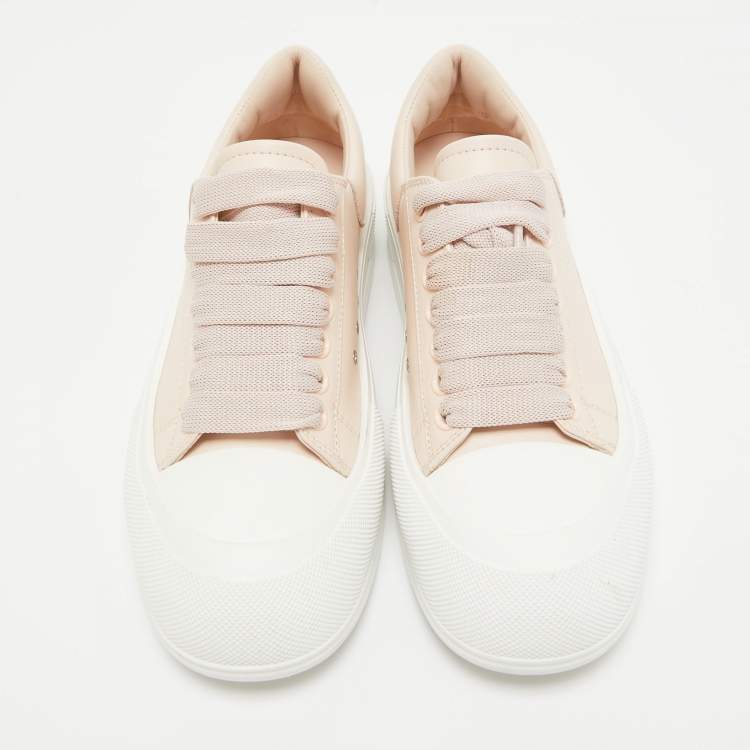 Pre Owned Alexander McQueen Pink Leather Deck Plimsoll Sneakers Size 40