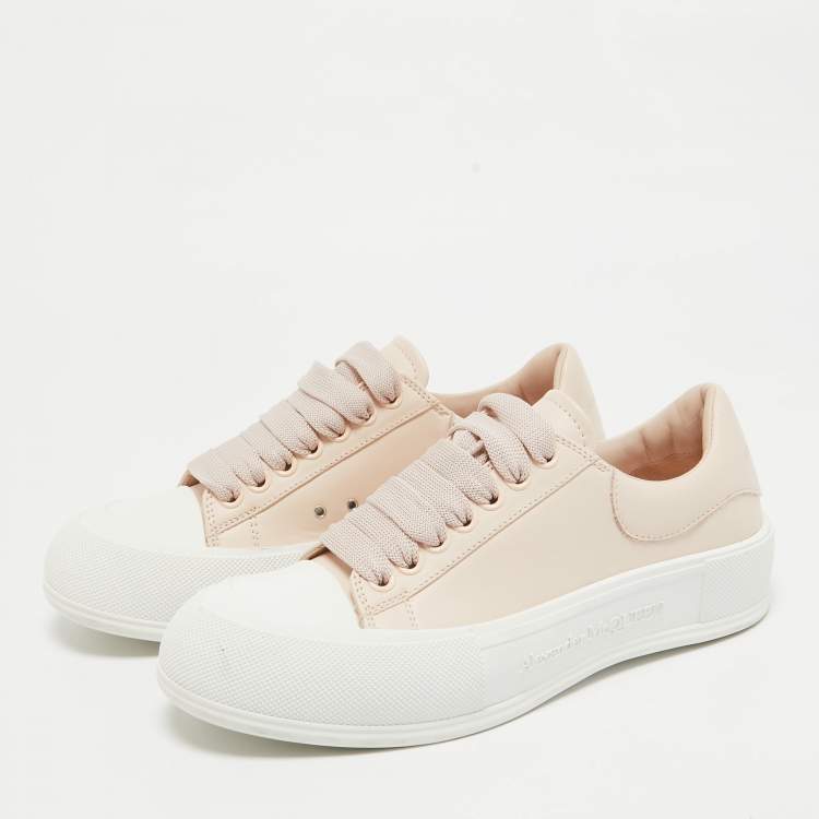 Pre Owned Alexander McQueen Pink Leather Deck Plimsoll Sneakers Size 40
