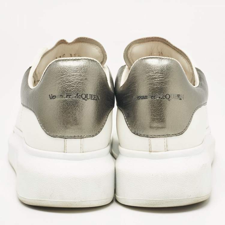 Pre Owned Alexander McQueen White Leather Oversized Lace Up Sneakers Size 39.5