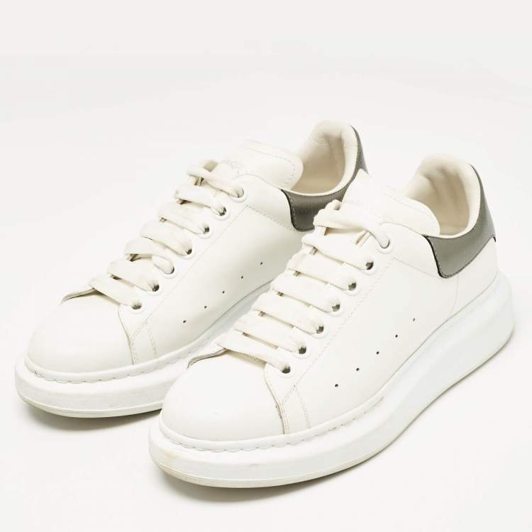Pre Owned Alexander McQueen White Leather Oversized Lace Up Sneakers Size 39.5
