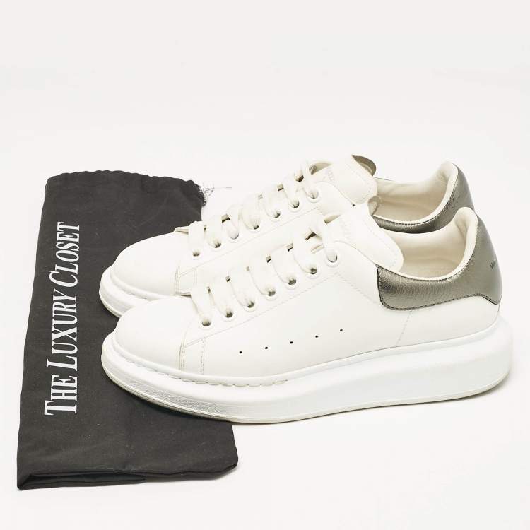 Pre Owned Alexander McQueen White Leather Oversized Lace Up Sneakers Size 39.5