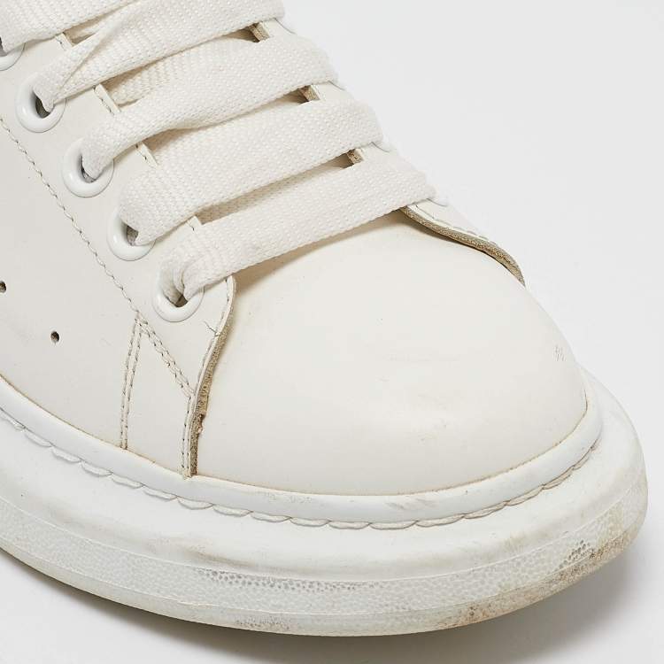 Pre Owned Alexander McQueen White Leather Oversized Low Top Sneakers Size 41