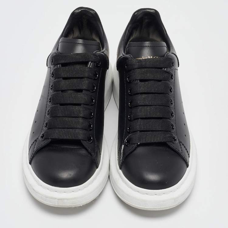 Pre Owned Alexander McQueen Black Leather Larry Sneakers Size 35