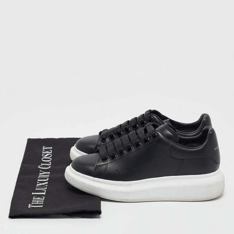 Pre Owned Alexander McQueen Black Leather Larry Sneakers Size 35