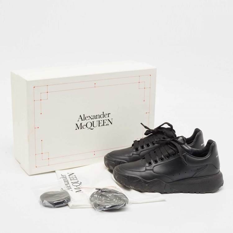 Pre Owned Alexander McQueen Black Leather Court Sneakers Size 37