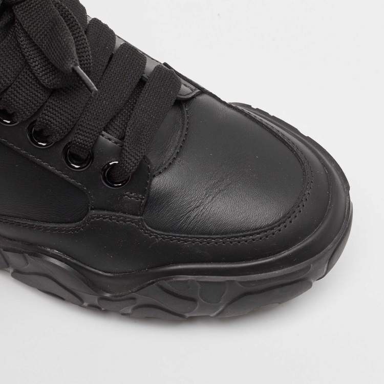Pre Owned Alexander McQueen Black Leather Court Sneakers Size 37