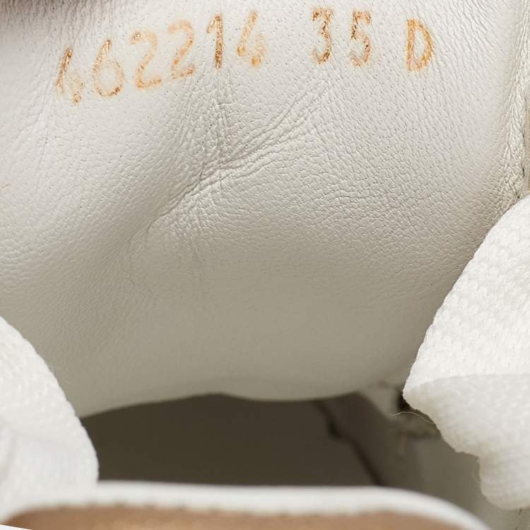 Pre Owned Alexander McQueen White/Gold Leather Larry Sneakers Size 35