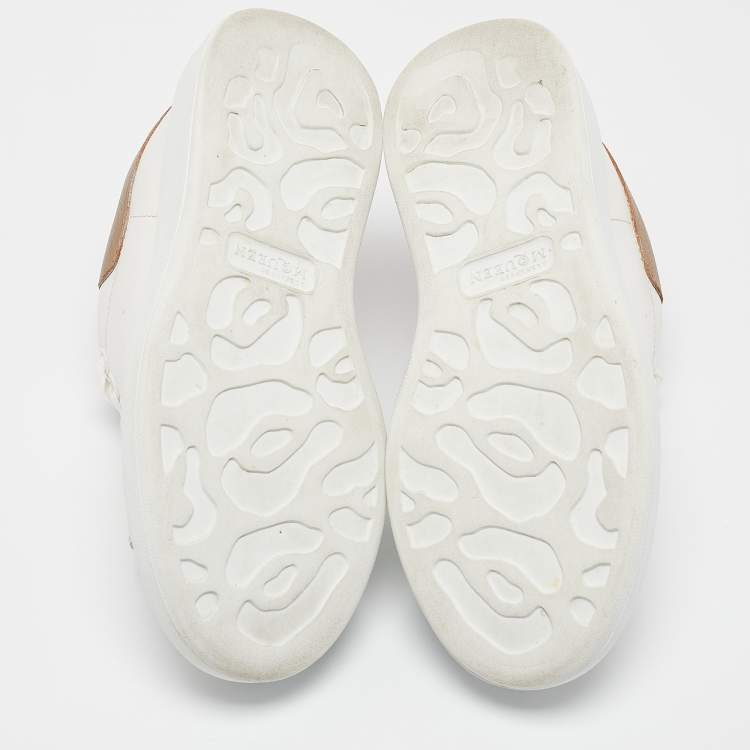 Pre Owned Alexander McQueen White/Gold Leather Larry Sneakers Size 35