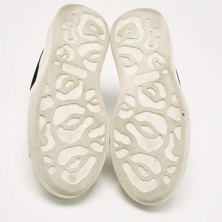 Pre Owned Alexander McQueen White Leather and Suede Oversized Lace Up Sneakers Size 38.5