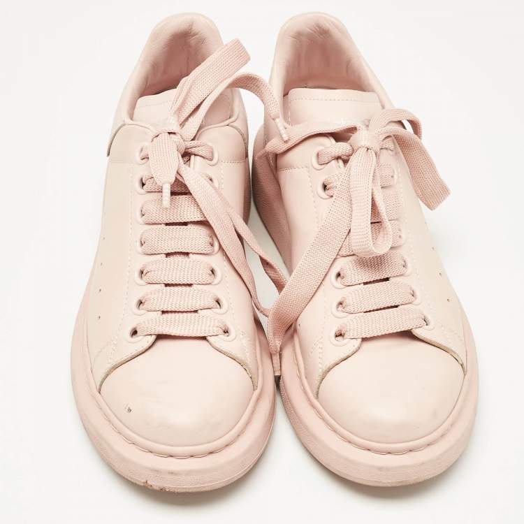 Pre Owned Alexander McQueen Pink Leather Oversized Low Top Sneakers Size 38
