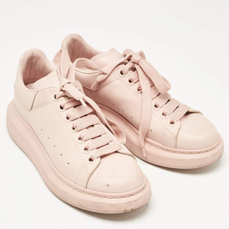 Pre Owned Alexander McQueen Pink Leather Oversized Low Top Sneakers Size 38