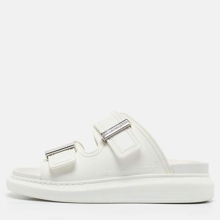 Pre Owned Alexander McQueen White Rubber Hybrid Chelsea Flat Sandals Size 37.5
