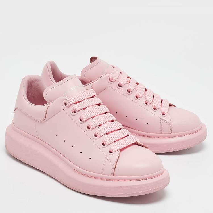 Pre Owned Alexander McQueen Pink Leather Oversized Runner Low Top Sneakers Size 40