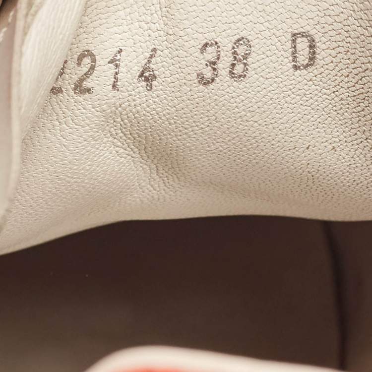 Pre Owned Alexander McQueen White/Red Leather and Suede Oversized Lace Up Sneakers Size 38