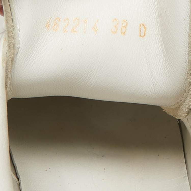 Pre Owned Alexander McQueen Black/White Leather and Suede Oversized Lace Up Sneakers Size 38