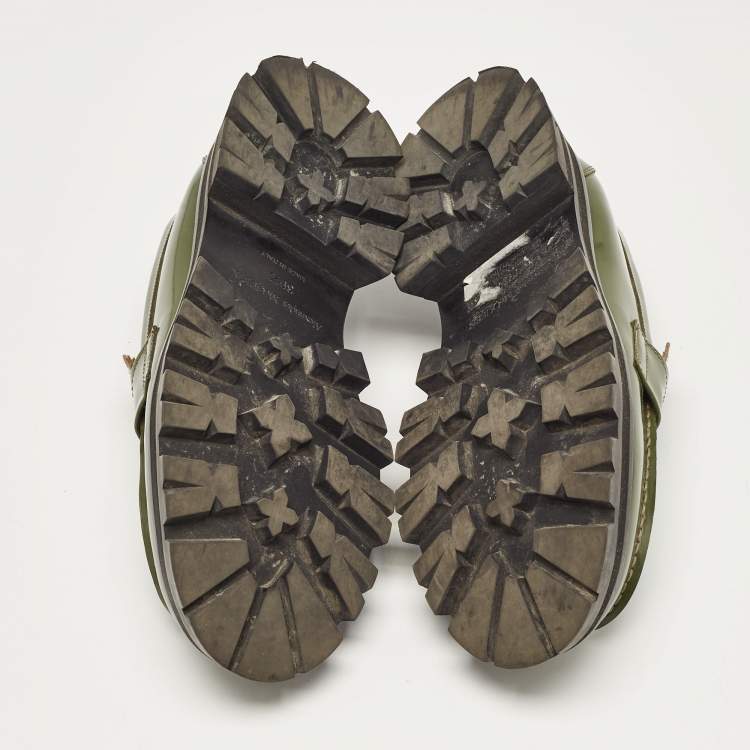 Pre Owned Alexander McQueen Green Leather Wander Loafers Size 39.5 